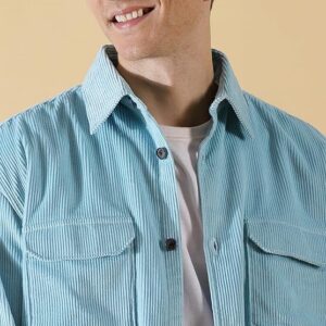 homas Scott Men's Premium Spread Collar Double Pocket Corduroy Oversized Shackets